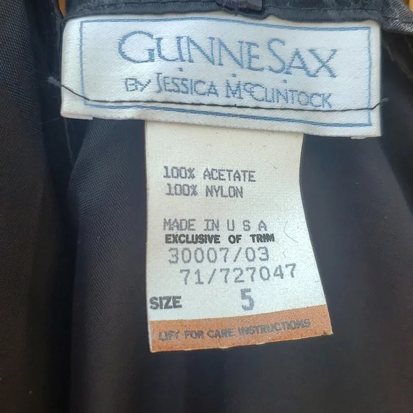 Gunne Sax Black Brocade Lace Detail Formal Dress 5 - Picture 5 of 7